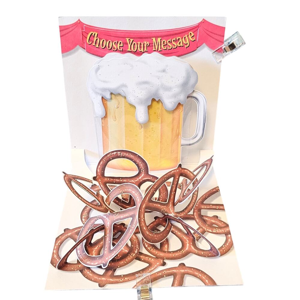 Beer Pretzels 3D Pop Up Greeting Card Birthday Party Personalize Yourself